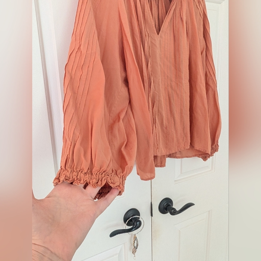 The Great Lightweight Pintuck Blouse - Color Is Terra Cotta - Picture 7 of 14